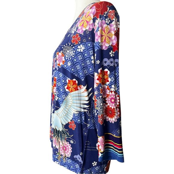 Johnny Was Large Pajaro Favorite 3/4 Sleeve V-Neck Multicolor Top NWT - Picture 4 of 9